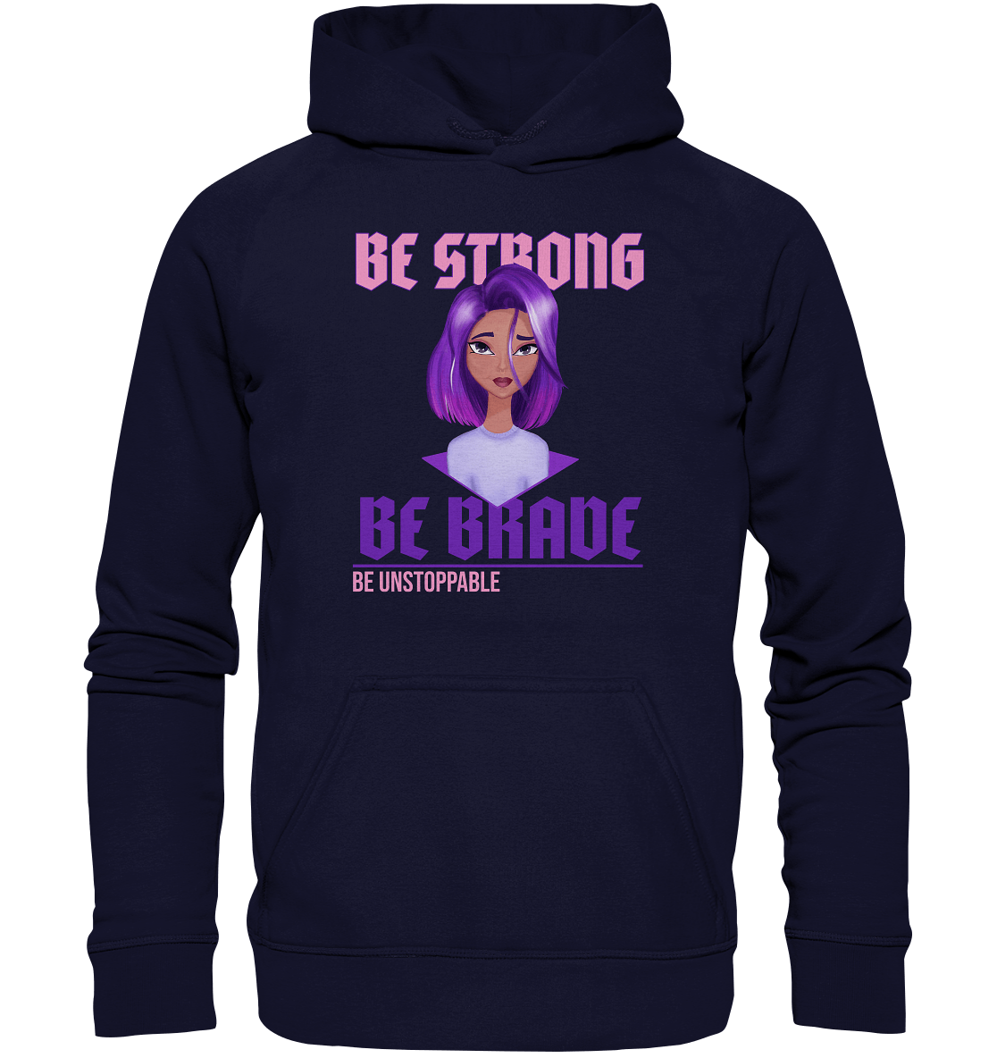 cartoon girl mit lila haare auf hoodie