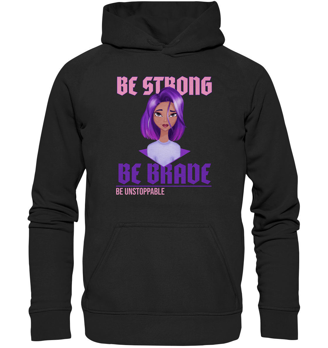 cartoon girl mit lila haare auf hoodie, coole bilder auf hoodie bedrucken