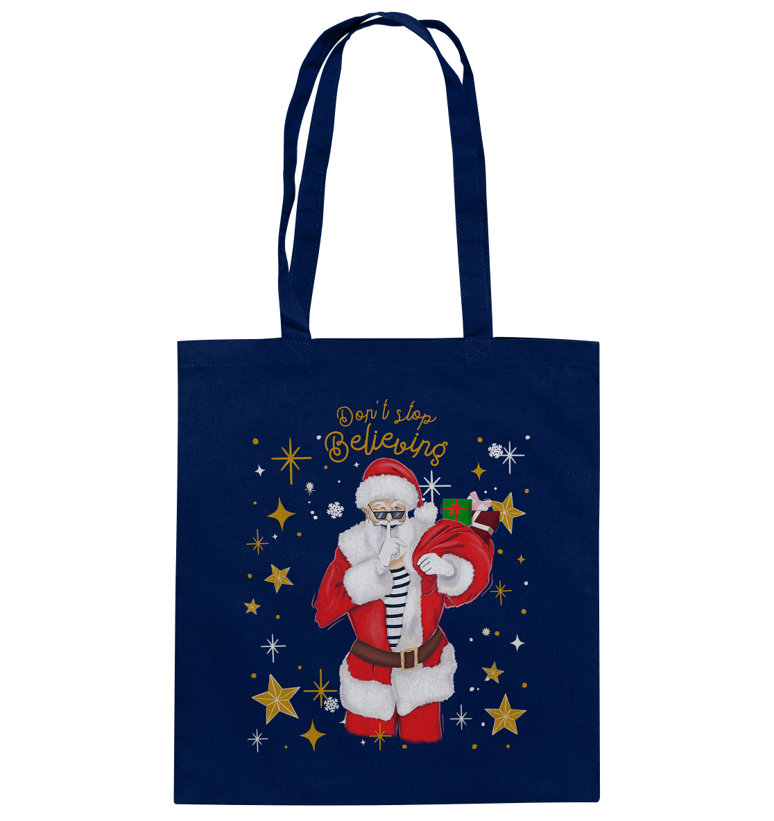 Baumwolltasche mit Weihnachtsmann in dunkel blau