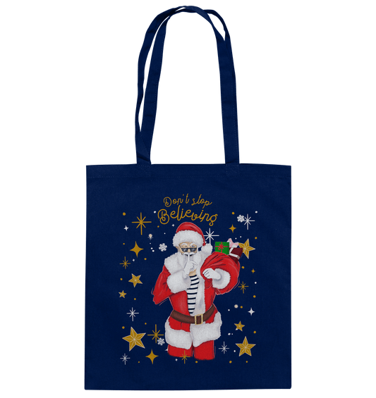 Baumwolltasche mit Weihnachtsmann in dunkel blau
