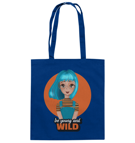 Cartoon Tasche be young and wild mit Cartoon Girl türkis