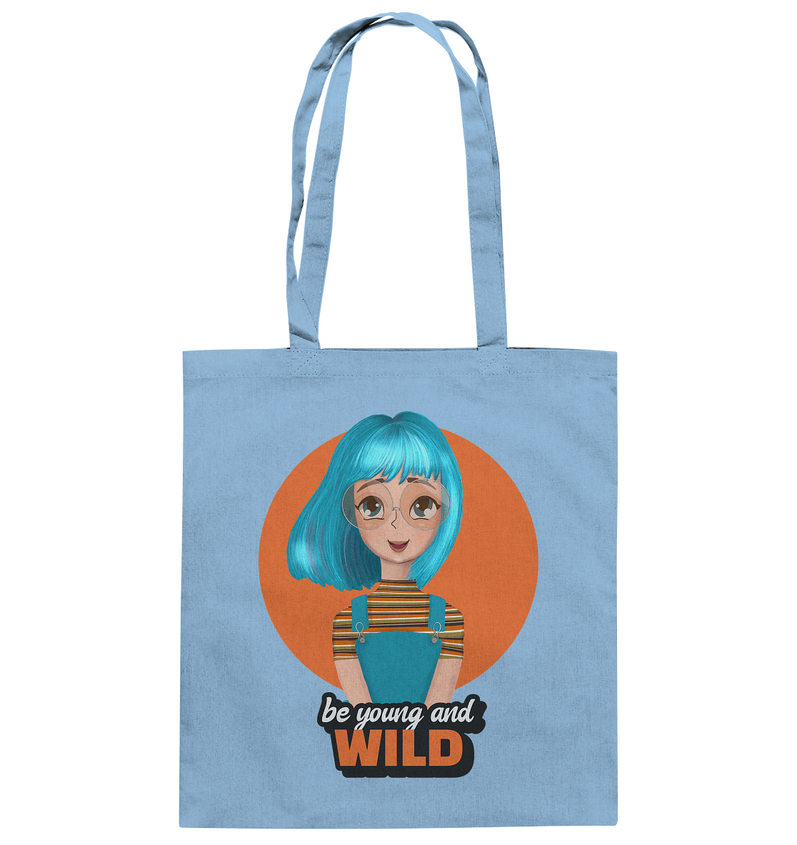 CArtoon Stofftasche be young and wild mit Cartoon Girl türkis Tasche in hellblau