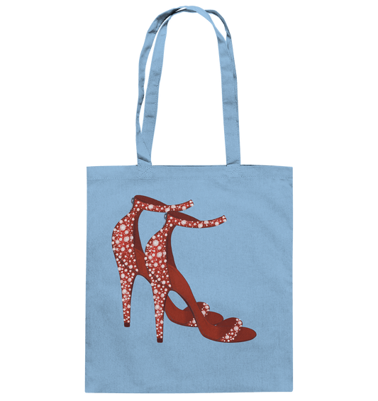 Baumwolltasche in hell blau  mit dem Red Heels Print