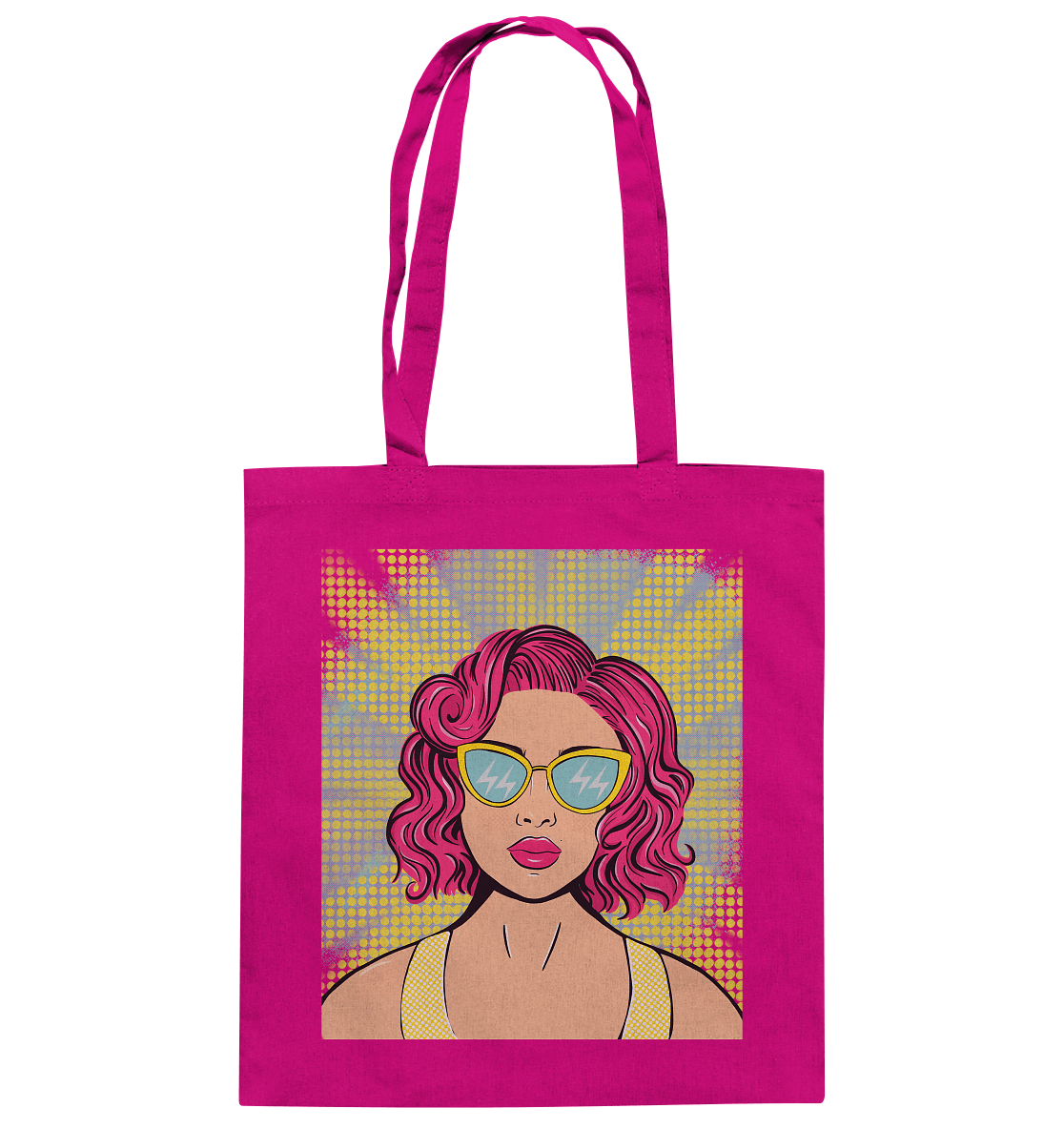 Stofftasche  in fuchsia mit Pop Art Design von BLOOMINIC