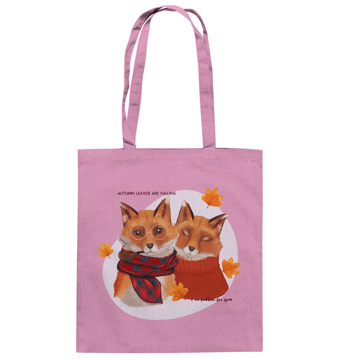 Baumwolltasche in Rosa Fuchspärchen im Herbst