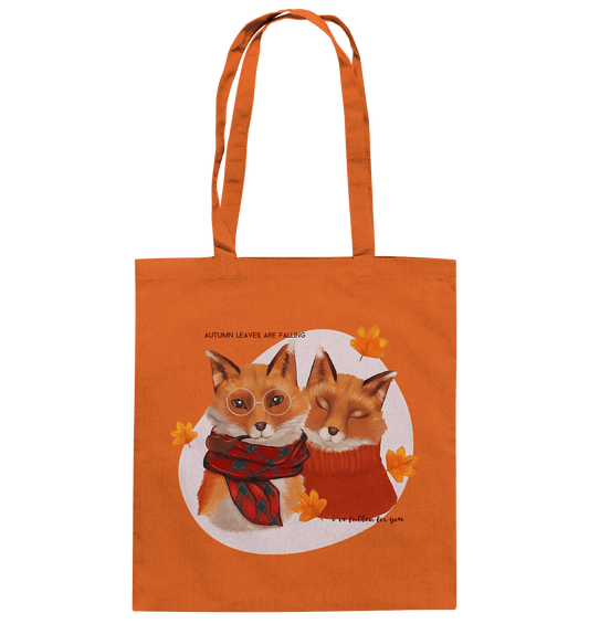 Baumwolltasche in Orange Fuchspärchen im Herbst 