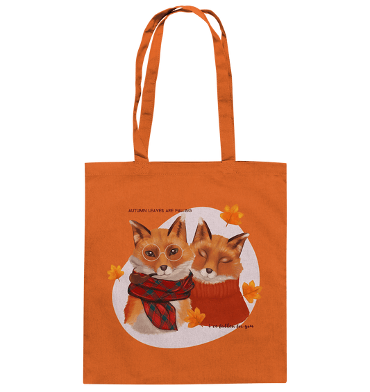 Baumwolltasche in Orange Fuchspärchen im Herbst