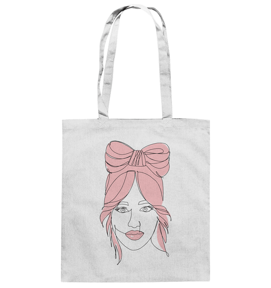 Baumwolltasche mit Bloominic Design Monolinie Frau in Puderrosa