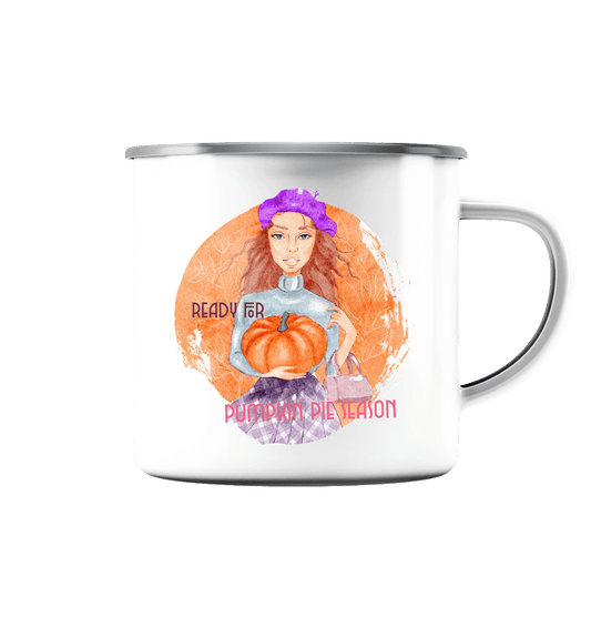 Emaille Tasse "Ready for Pumpkin Pie Season"