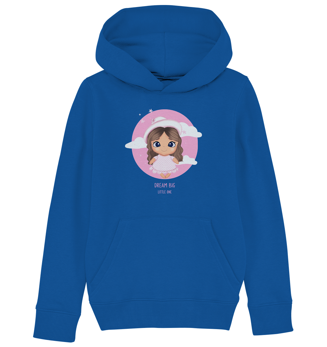 Dream Big little one Kinder Hoodie mit süßen Cartoon Baby von Bloominic in royal blau Baby Zeichung
