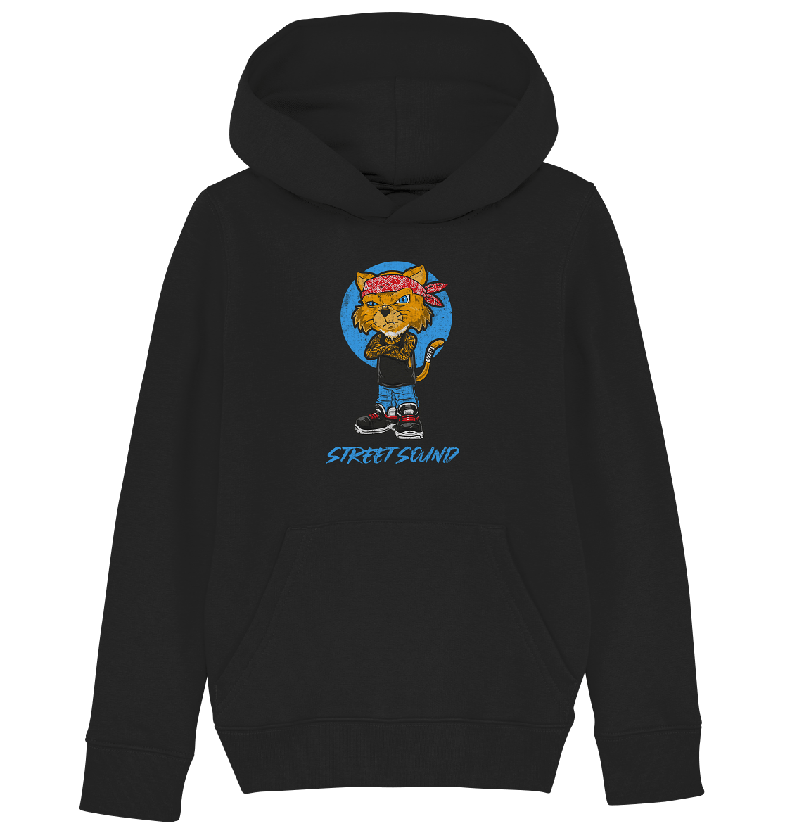 Kapuzenpullover mit modischen Hip Hop Katze Print und Beschriftung "Street Sound