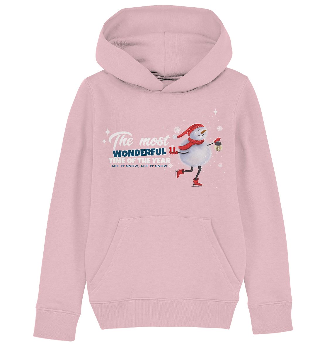 Schneemann Kapuzenpullover in rosa the most wonderful time of the year