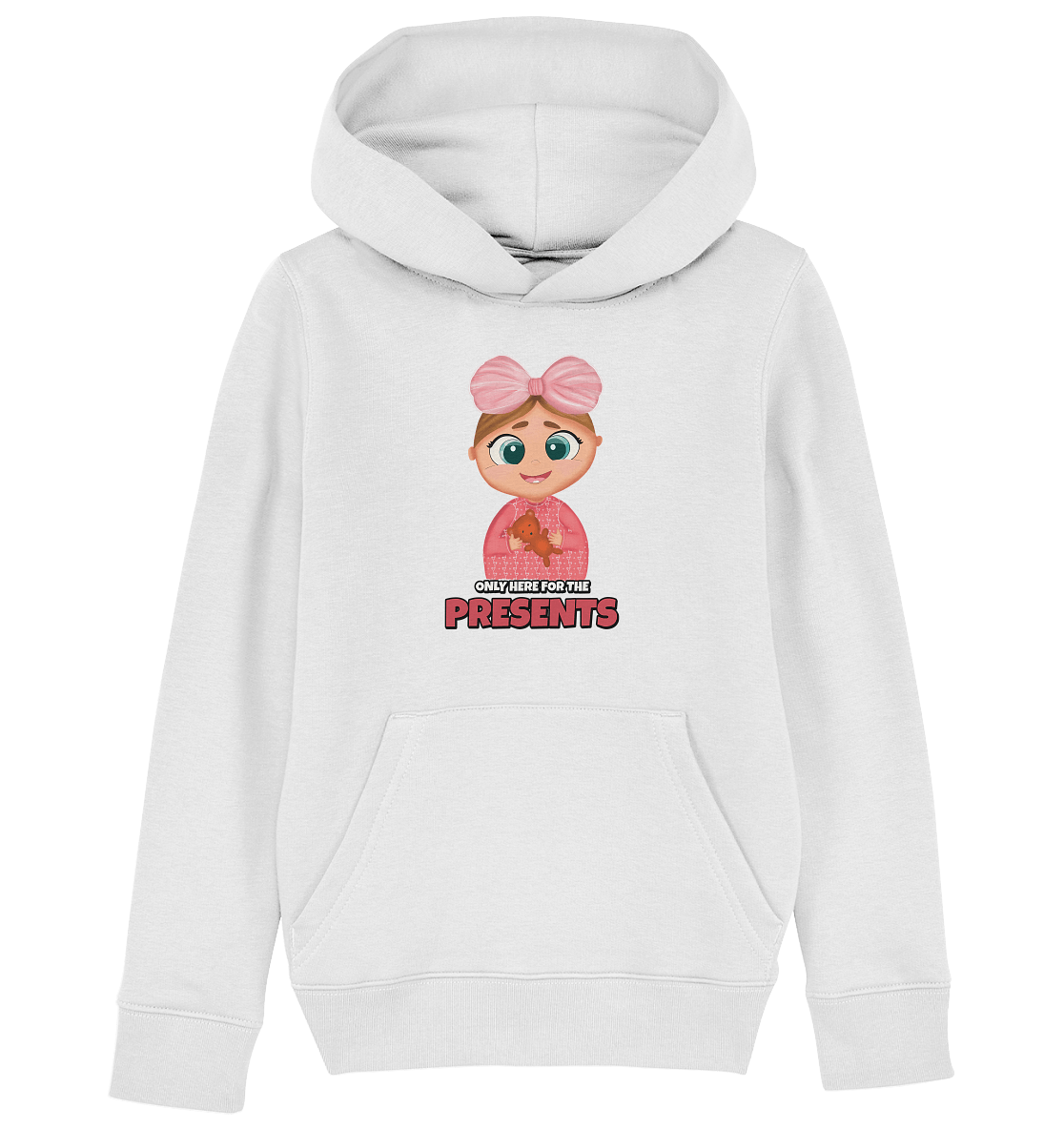 Mädchen Cartoon Kapuzenpullover in weiß only here for the presents