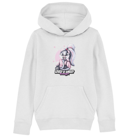 Hase Bunnygirl Kinder Hoodie in weiß mit Cartoon Bunnygirl Lola Bunny Print von Bloominic