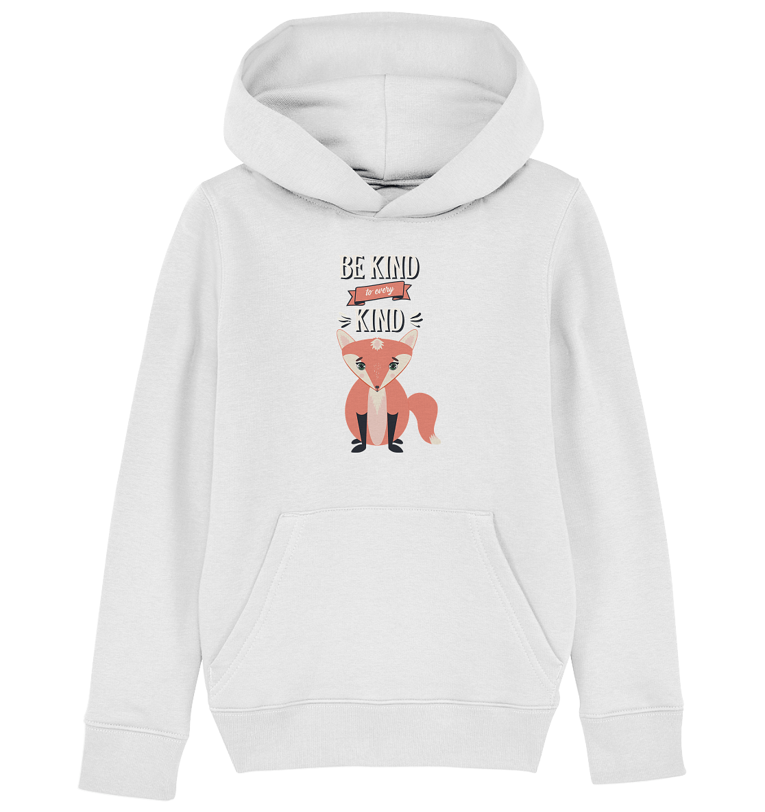 Fuchs Kapuzenpulli in weiß mit handgezeichneten, süßen Fuchs.
