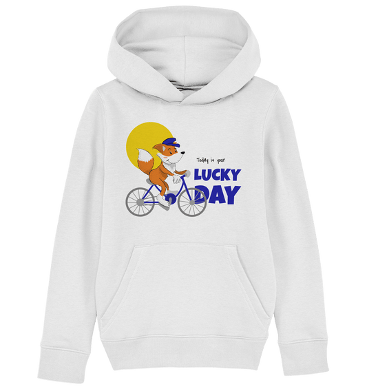 Kinder Kapuzenpulli mit modischen Fuchs Print und Beschriftung "Today is your lucky Day."