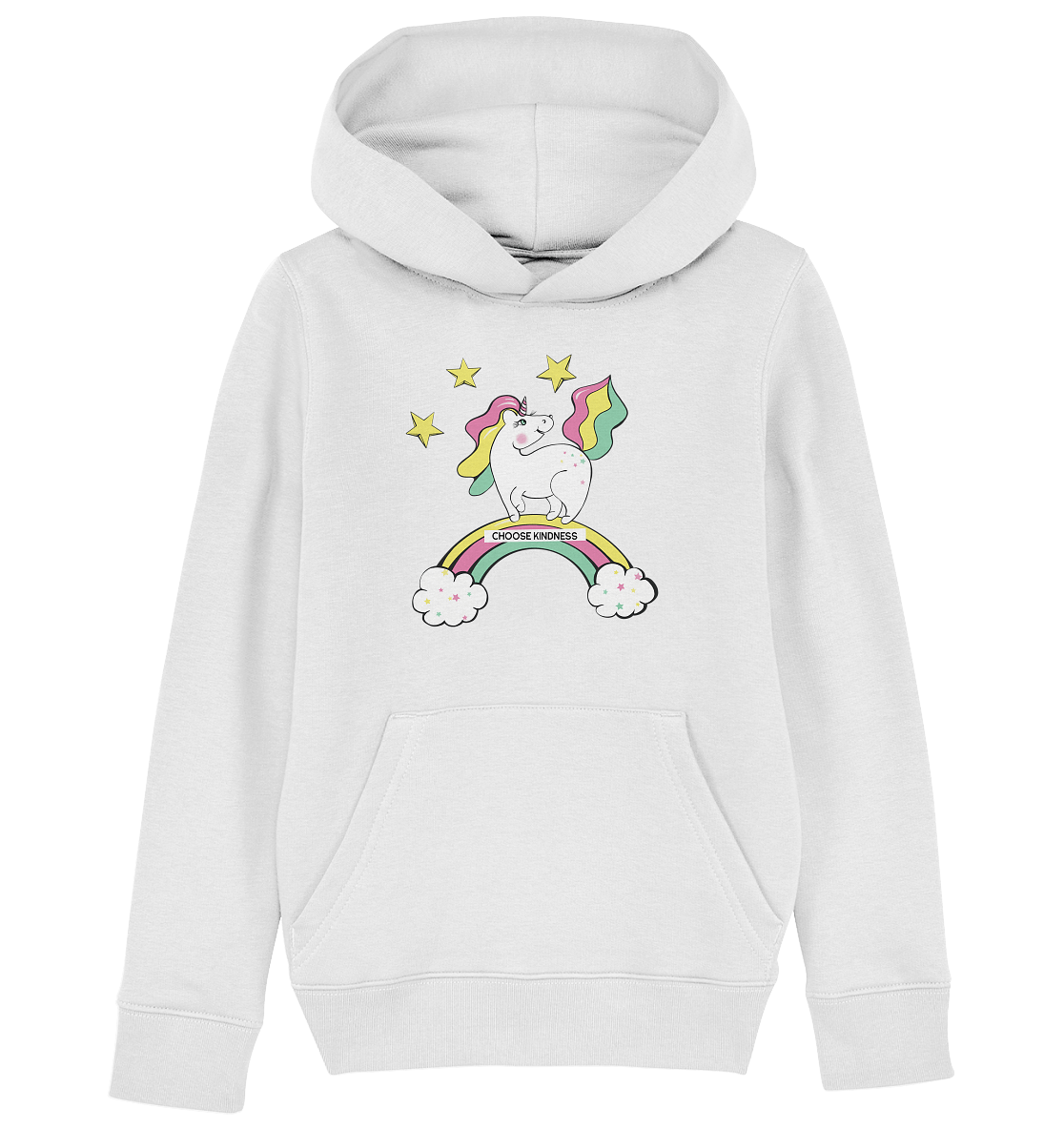 Einhorn Kinder Kapuzenpulli "Unicorn choose kindness" Einhorn witziger cartoon mit Regenbogen