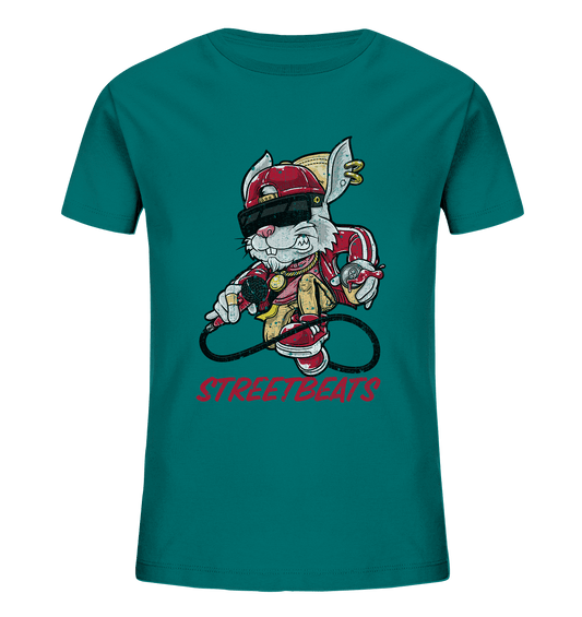 Kinder T-Shirt mit coolem Hip-Hop Hasen Print und Beschriftung "Streetbeats"