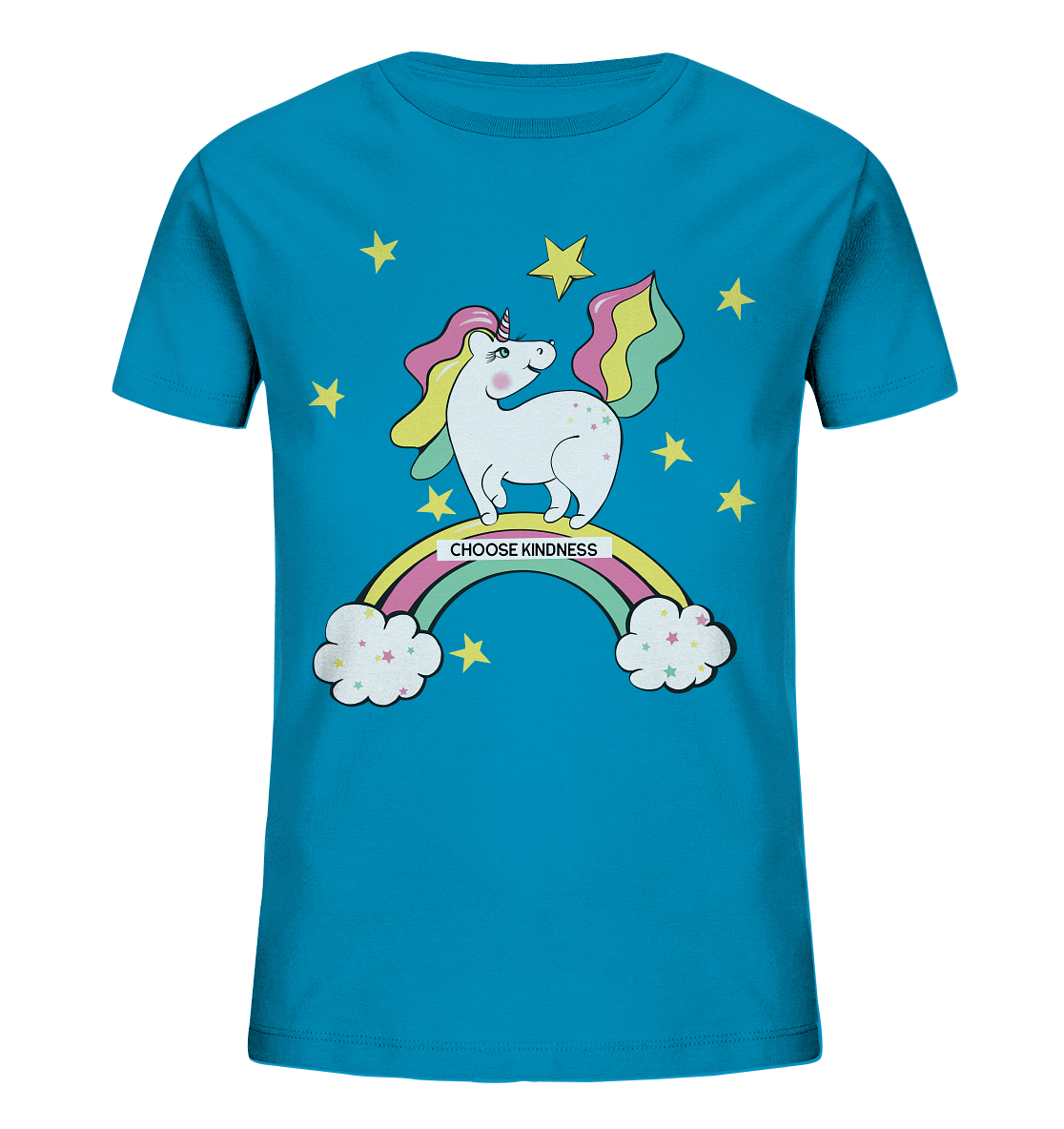 Einhorn T-Shirt Unicorn auf dem Regenbogen einhorn t shirt in blau