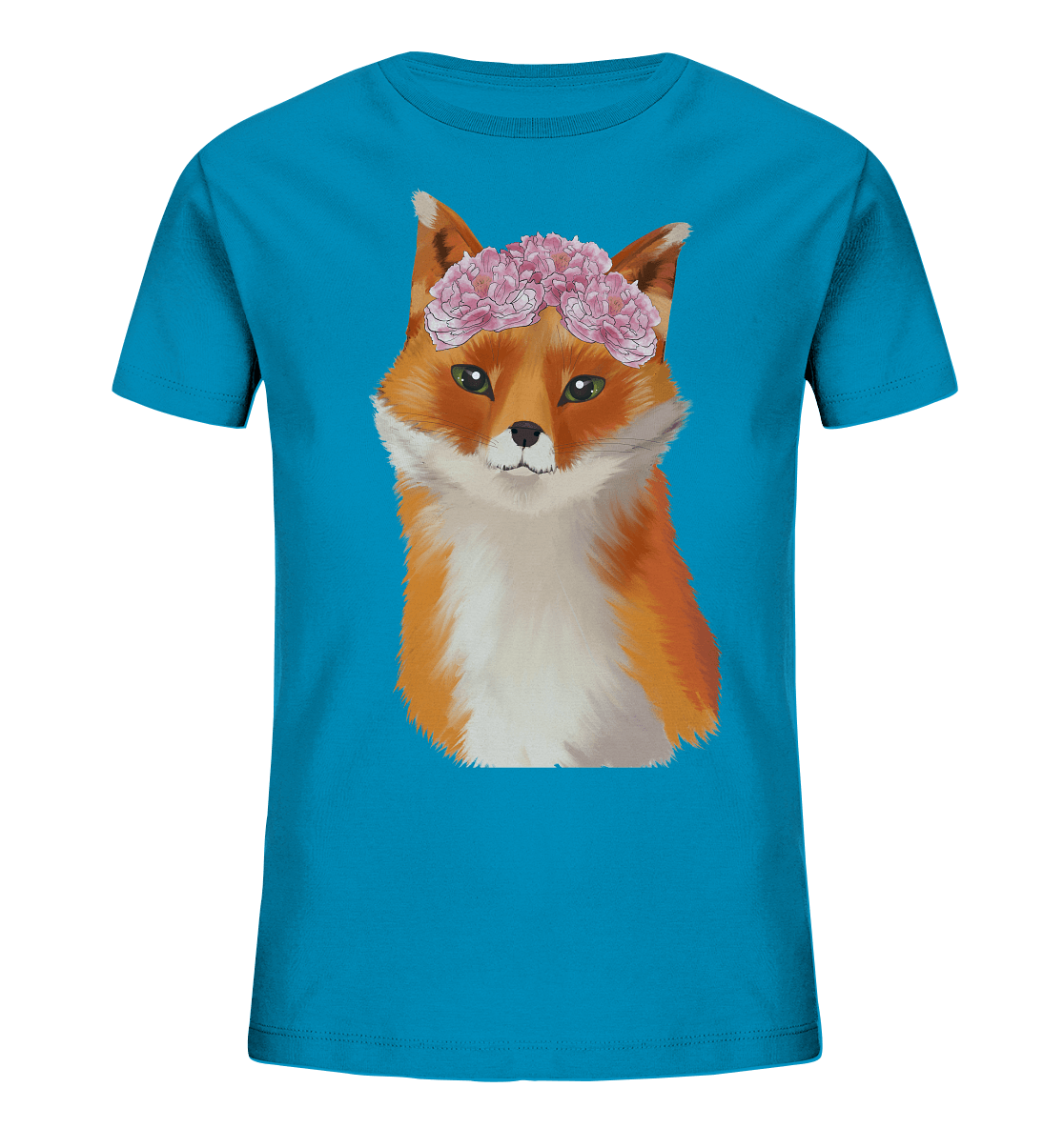 Fuchs Kinder T-Shirt "Fuchs mit Blumen" in blau