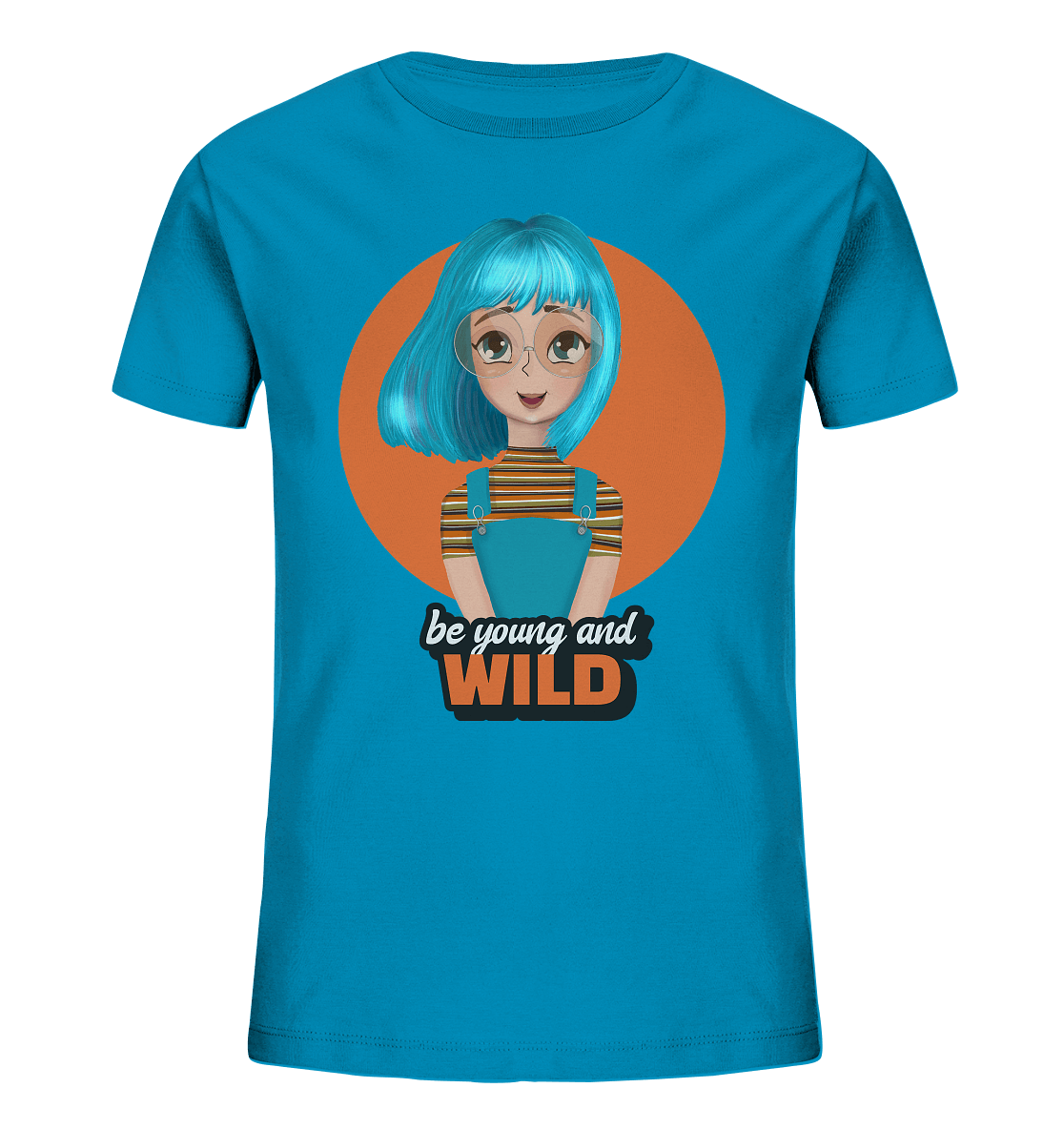 super girl cartoon mädchen mit blauen haaren auf dem Kinder T-shirt 