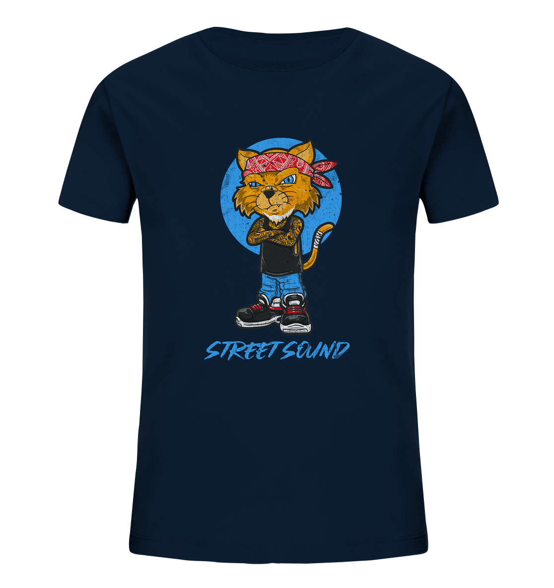 Kinder T-Shirt mit modischen Hip Hop Katze Print und Beschriftung "Street Sound"