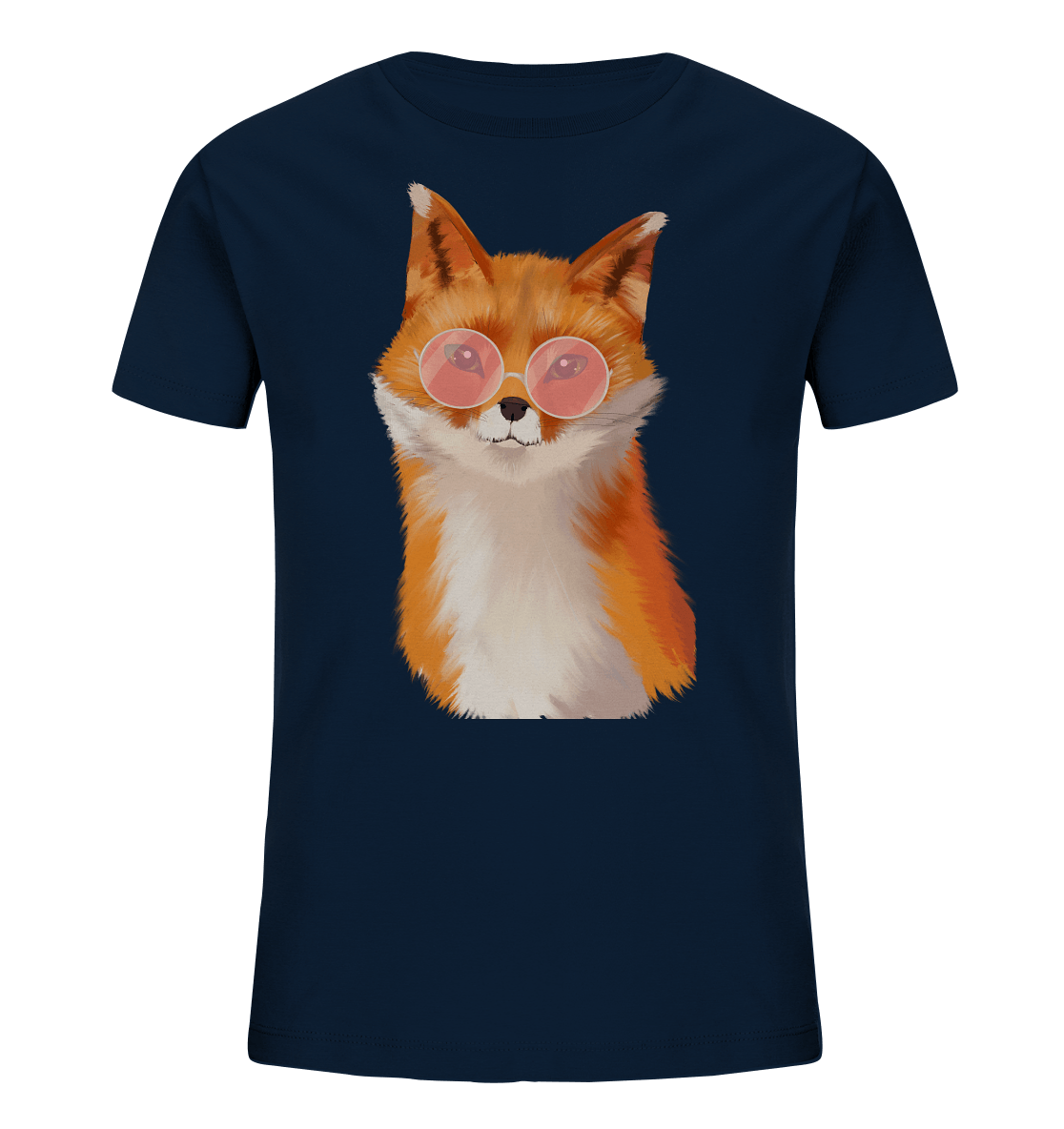 Rotfuchs Kinder T-Shirt mit kleinem Fuchs mit runder Sonnenbrille von Bloominic