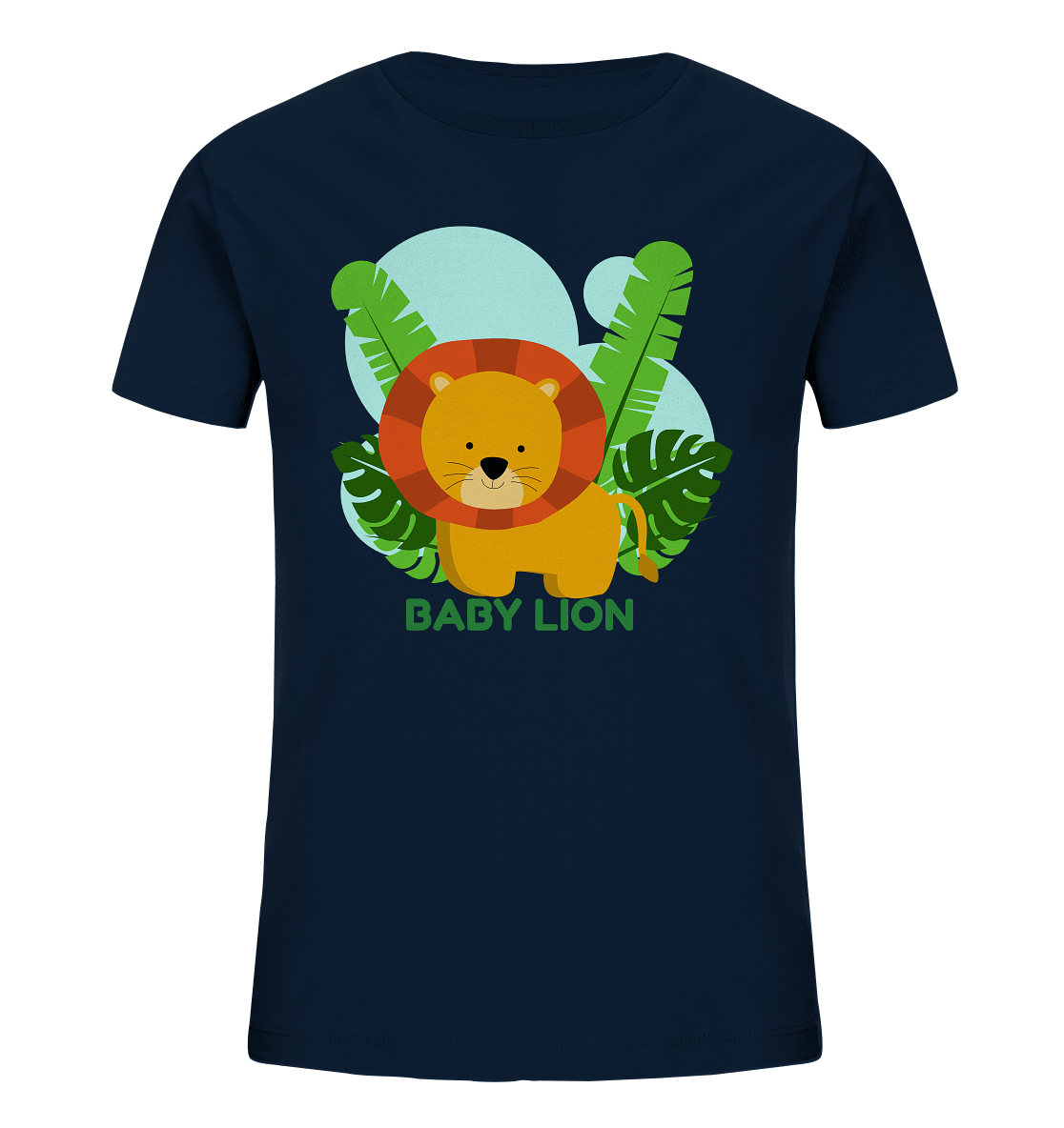 Kinder T-Shirt mit kleinem Löwen in  navy blau
