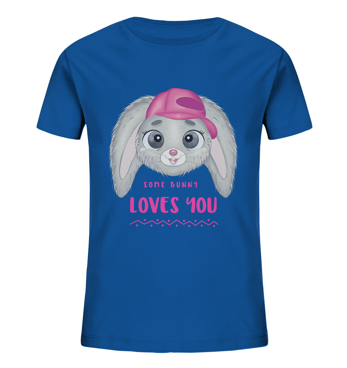 Süßes Cartoon Hase T-Shirt Some Bunny loves you Kinder T-Shirt in royal blau von Bloominic