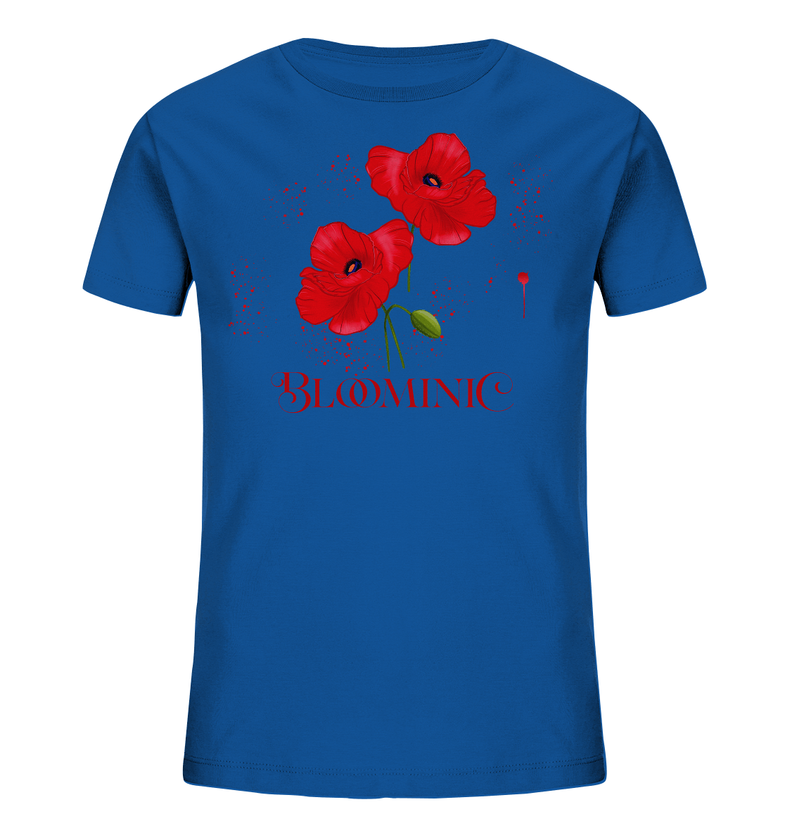 Mohnblumen Kinder T-Shirt in blau Bloominic red poppy, rote Mohnblumen