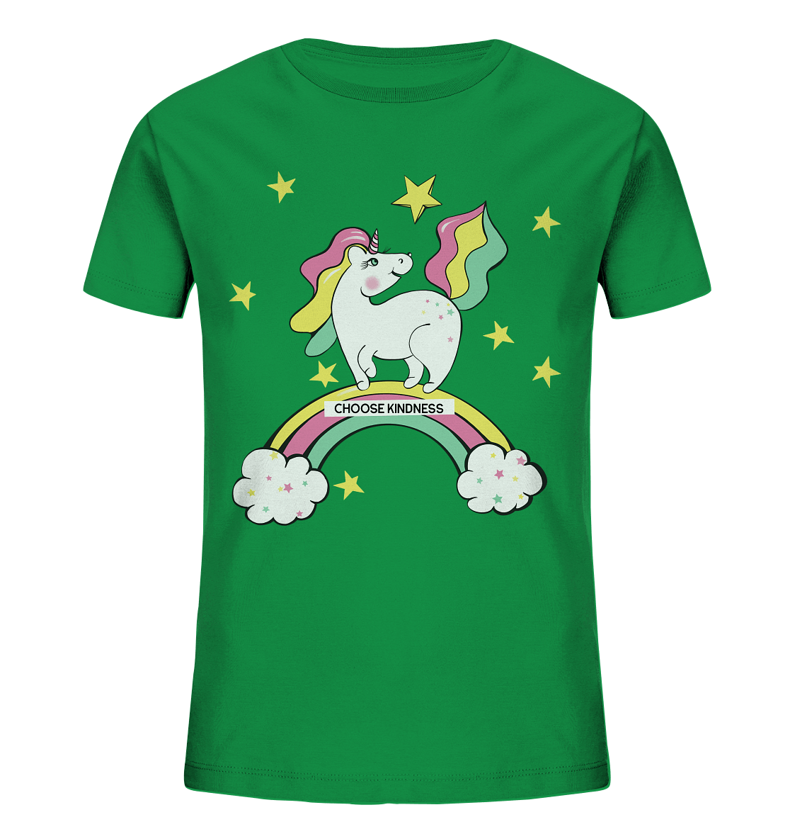 Einhorn T-Shirt Unicorn auf dem Regenbogen einhorn t shirt in grün