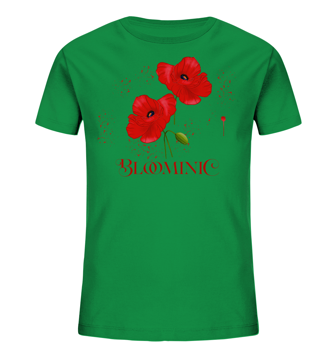 Mohnblumen Kinder T-Shirt in grün Bloominic red poppy, rote Mohnblumen