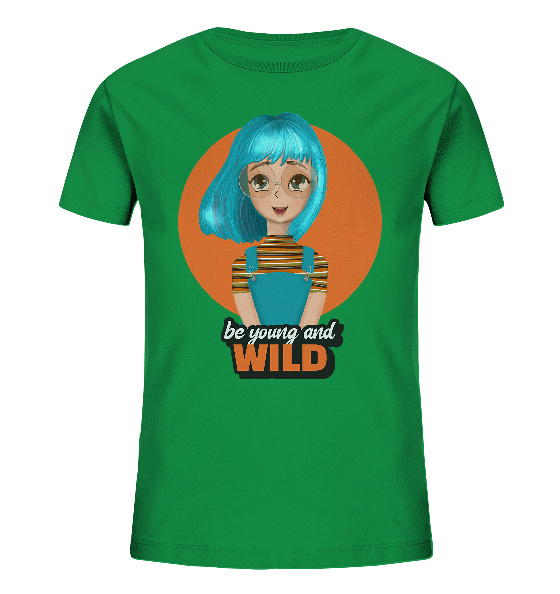 cartoon mädchen mit blauen haaren auf dem t-Shirts