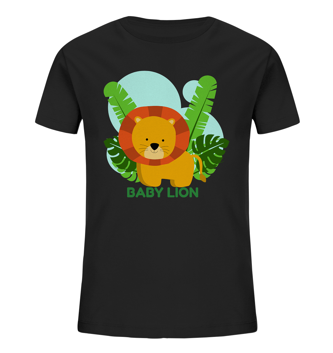 Kinder T-Shirt mit kleinem Löwen in schwarz