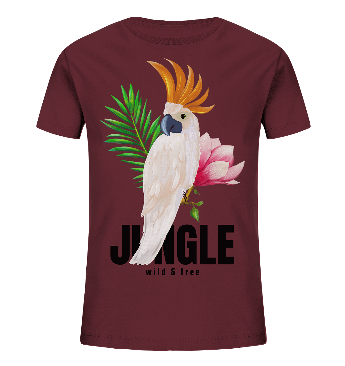 Papagei Kakadu Kinder Shirt tropische Blumen Jungle Wild and Free