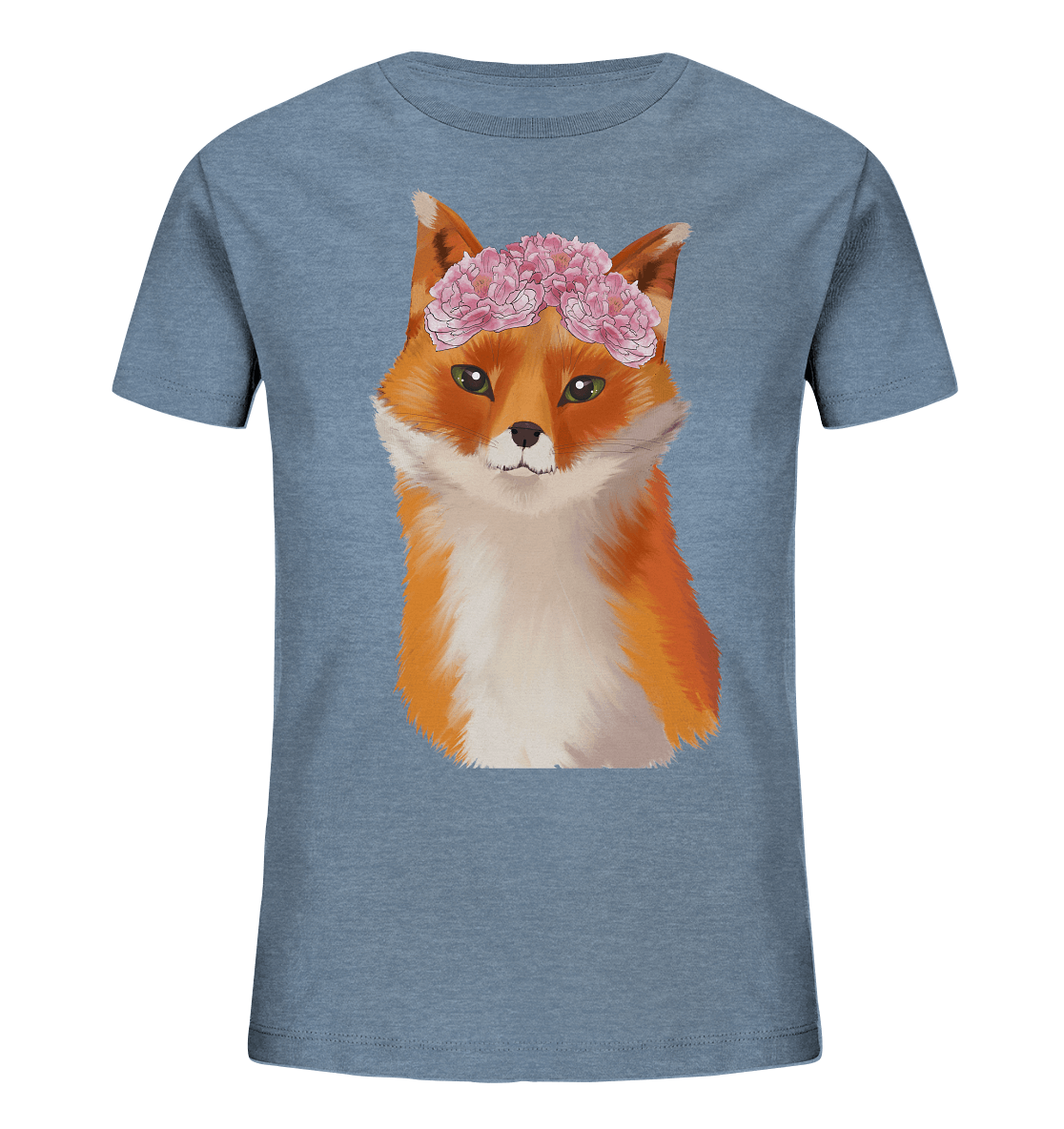Fuchs Kinder T-Shirt "Fuchs mit Blumen" in blau