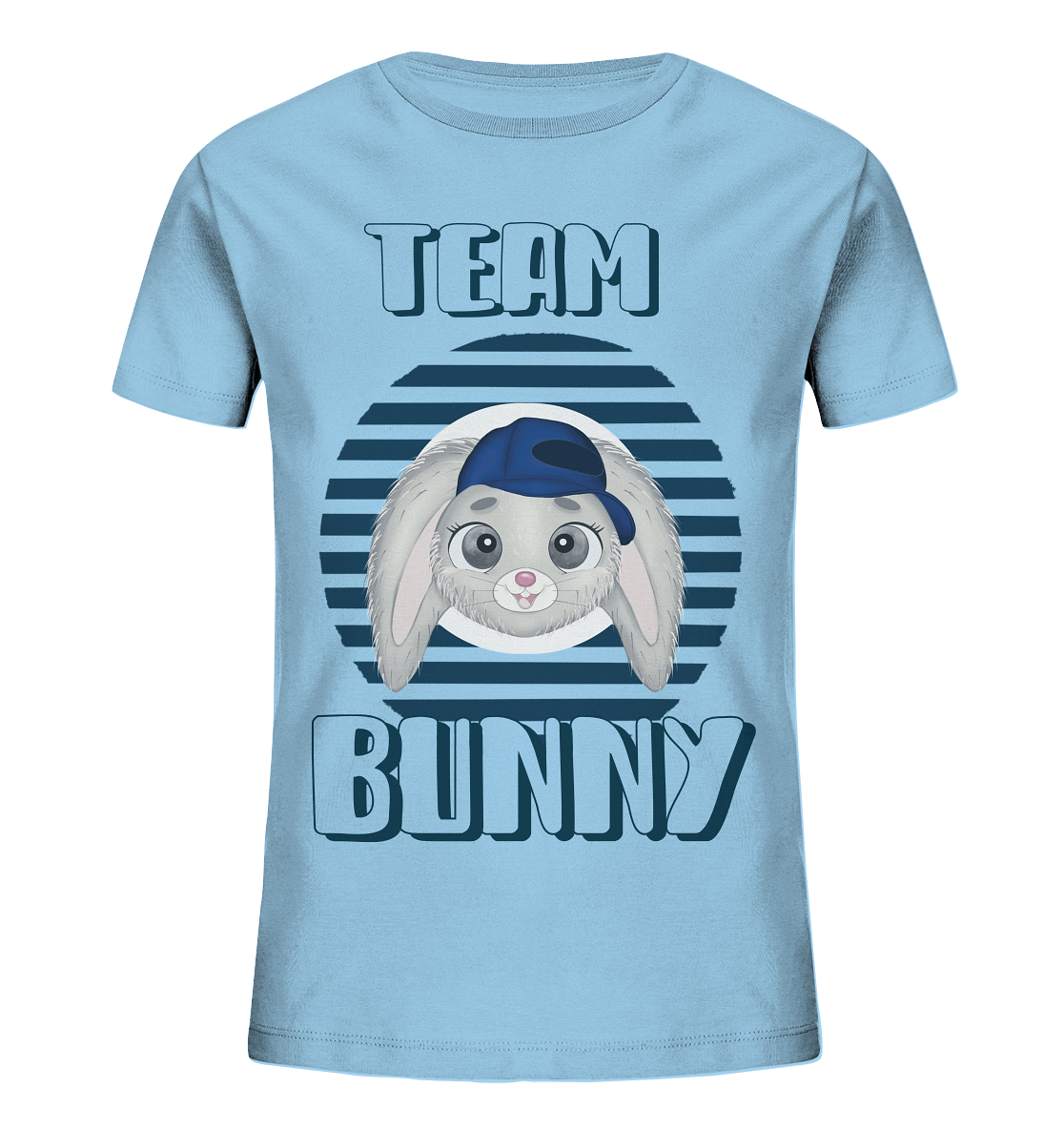 Maritime Shirt Hase Team Bunny Kinder Blau Streifen Shirt in hell blau