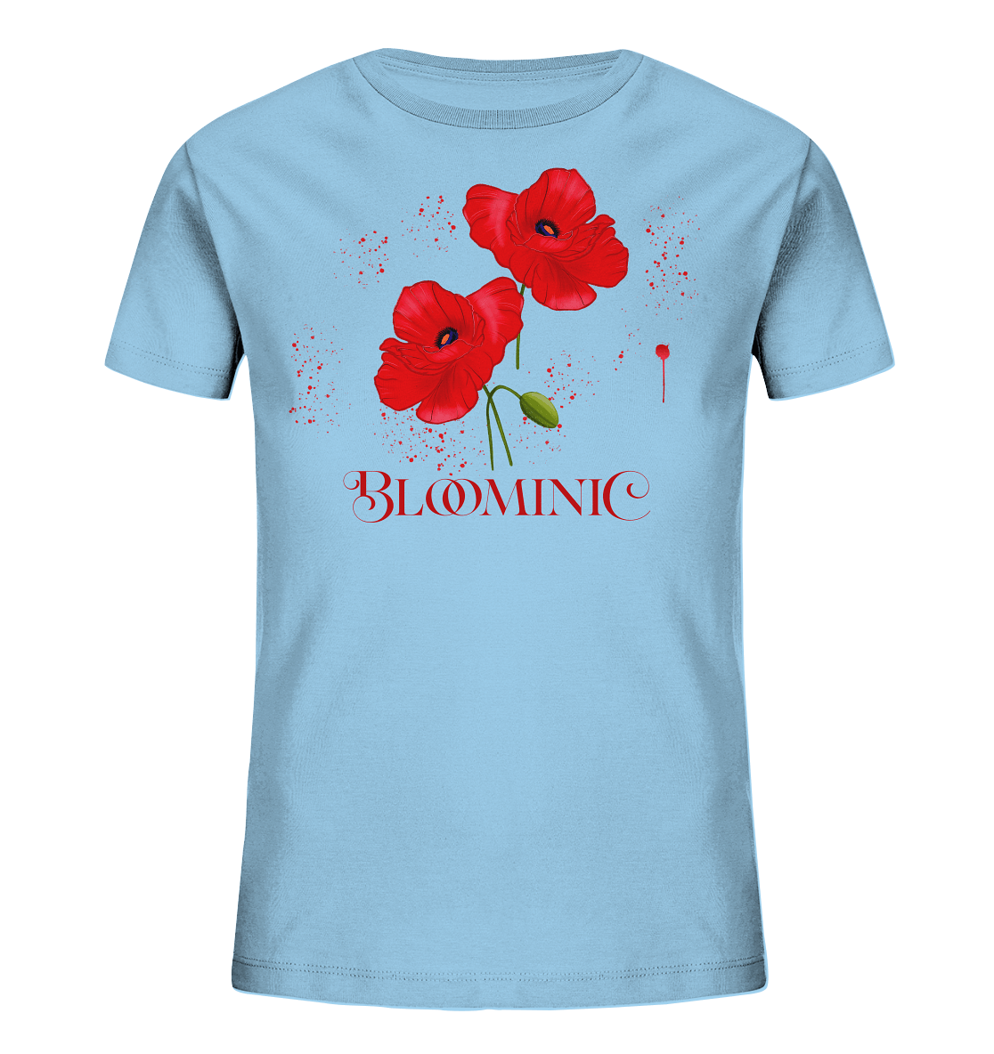 Mohnblumen Kinder T-Shirt in hell blau Bloominic red poppy rote Mohnblumen
