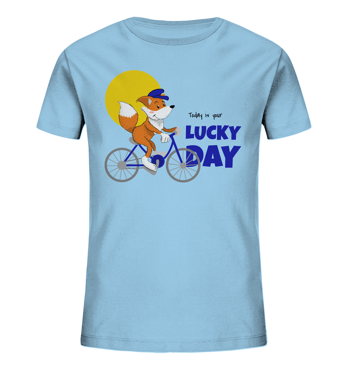 Kinder T-Shirt mit modischen Fuchs Print und der Beschriftung "Today is your lucky Day."