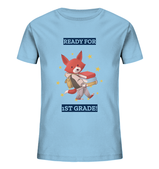 Kinder T-Shirt mit modischen Fuchsprint und  Beschriftung "Ready for 1st Grade!"