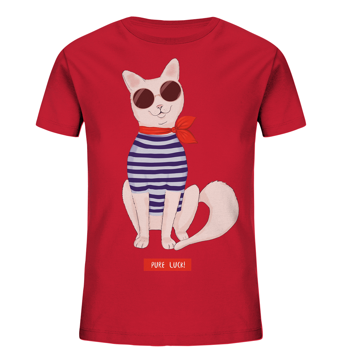Maritime Katze Comic Kinder Shirt in Rot