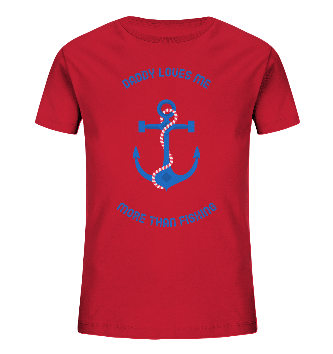 Kinder T-Shirt mit Anker Muster und der Beschriftung "Daddy loves me more than fishing."