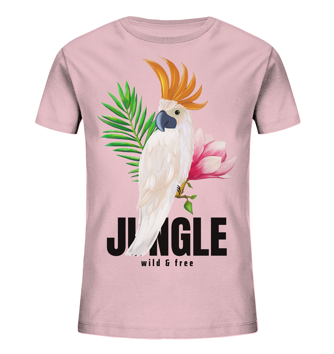 Papagei Kakadu Kinder Shirt in rosa tropische Blumen