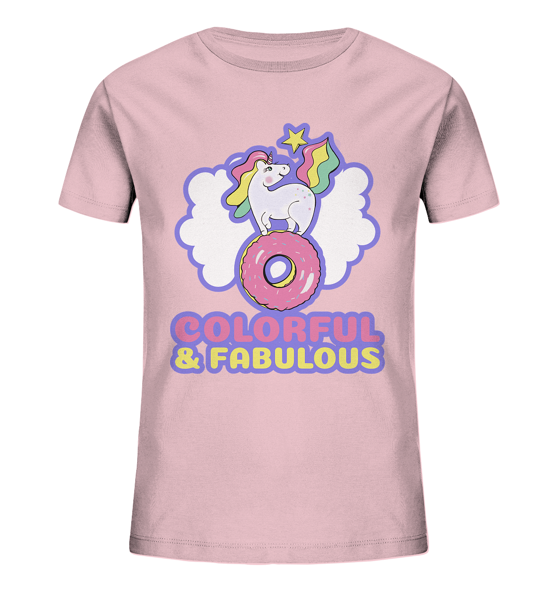 Einhorn Shirt in rosa für Mädchen mit bunten Einhorn colorful & fabulous Muster von BLOOMINIC
