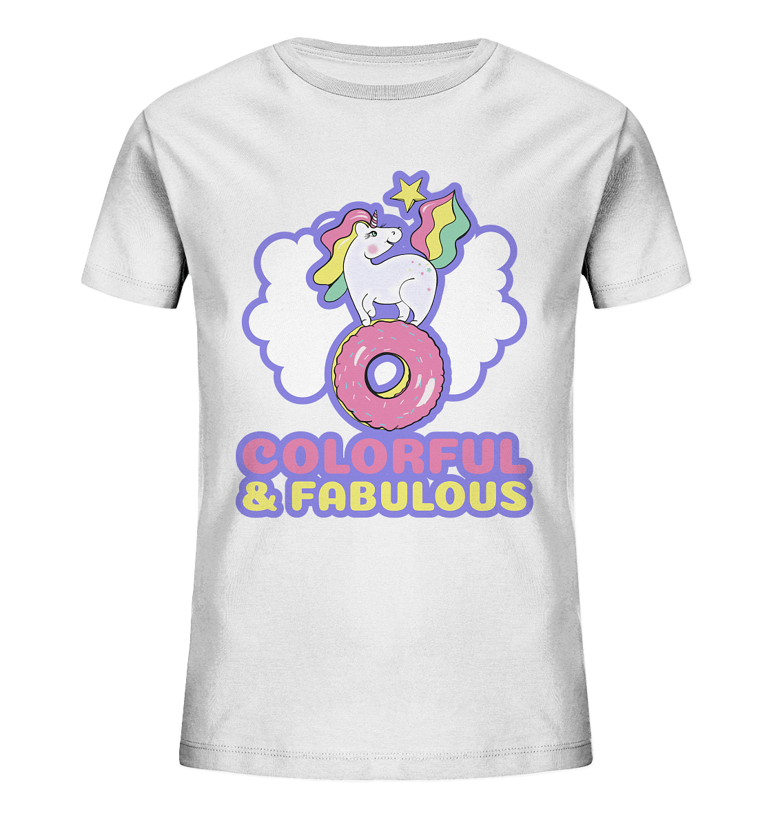 Einhorn Shirt Mädchen in weiß mit bunten Unicorn Einhorn von BLOOMINIC