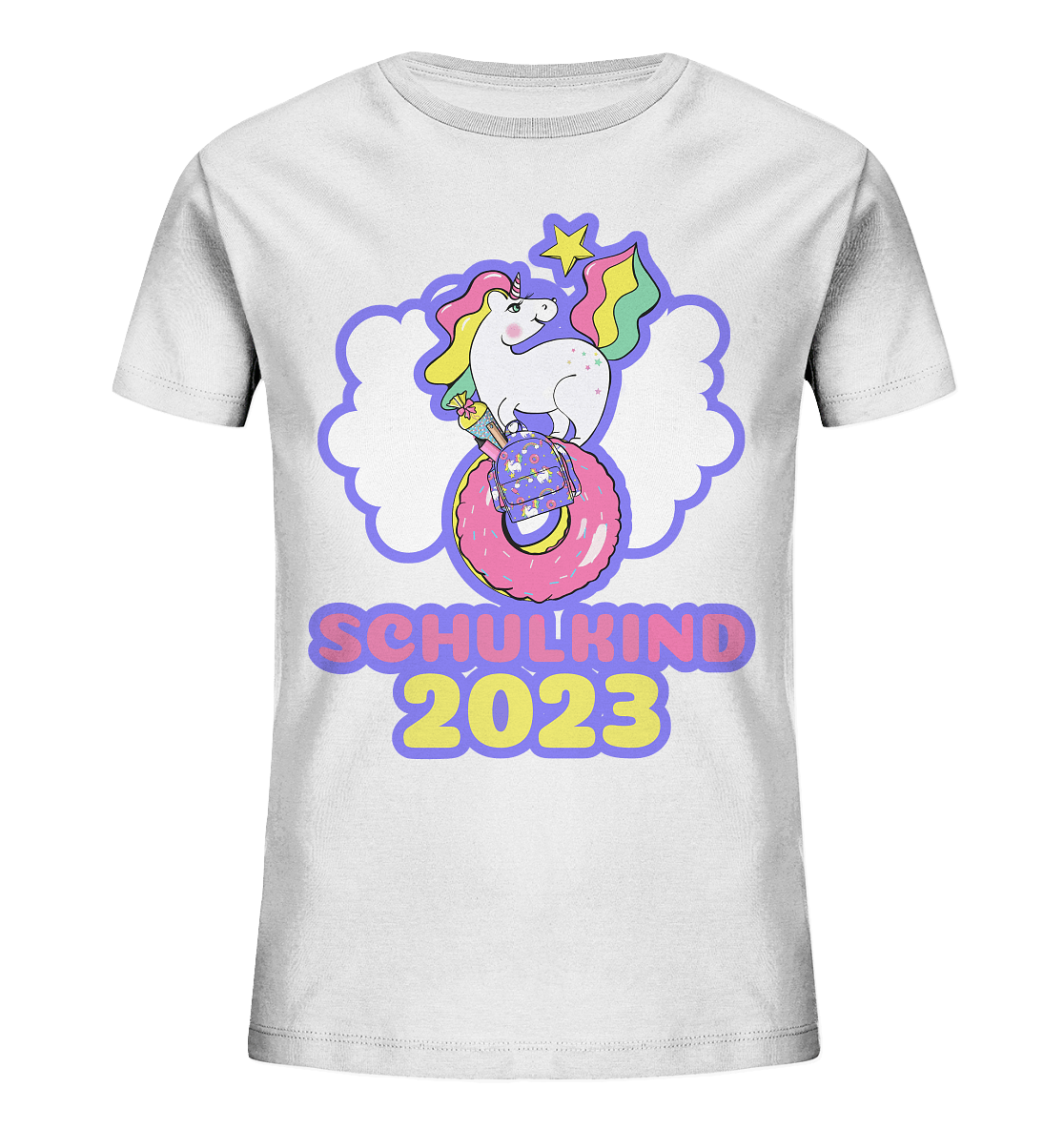 Schulkind-Shirt-2023-Einhorn-weiß