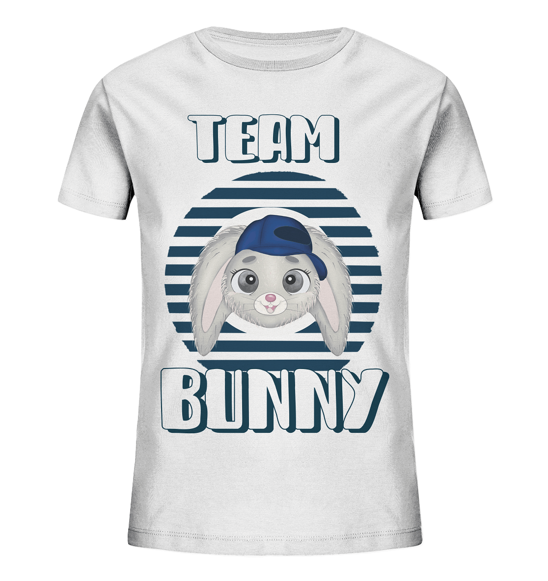 Maritime Shirt Hase Team Bunny in weiß mit blauen Streifen, Streifen T-Shirt mit blauen Streifen und Hase