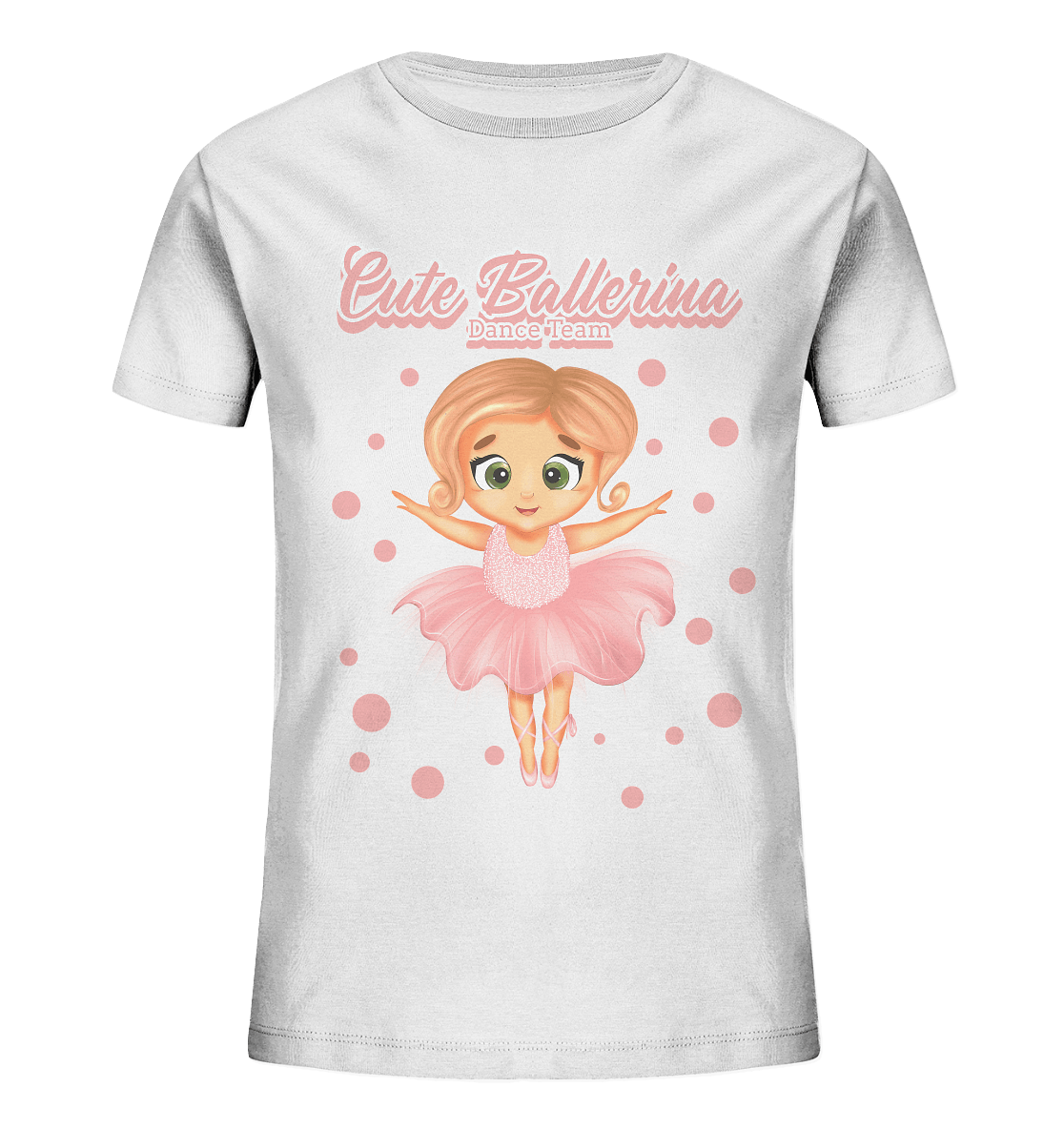 Ballerina Kinder Shirt in weiß  mit kleinen Ballerina in rosa Kleidchen Cartoon von BLOOMINIC