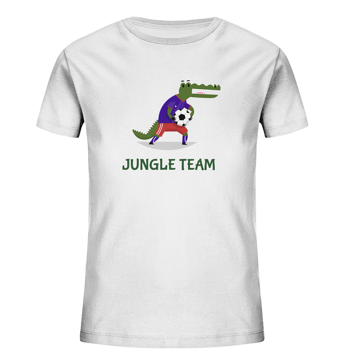 Kinder T-Shirt in Weiß mit modischen Fußballspieler Krokodile Print und Beschriftung "Jungle Team".