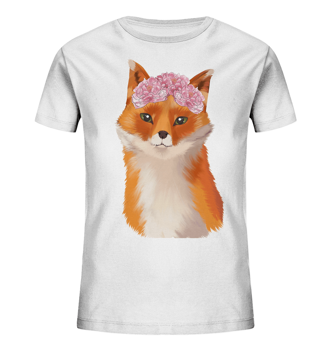 Fuchs Kinder T-Shirt "Fuchs mit Blumen" Fuchs Motive Baby Fuchs in weiß